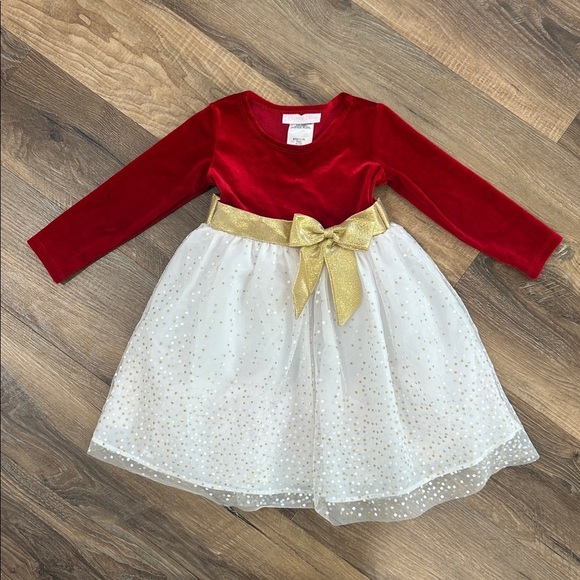 Bonnie Jean Other - Bonnie Jean toddler/girl Christmas Winter dress. Size 18M
Red gold and silver